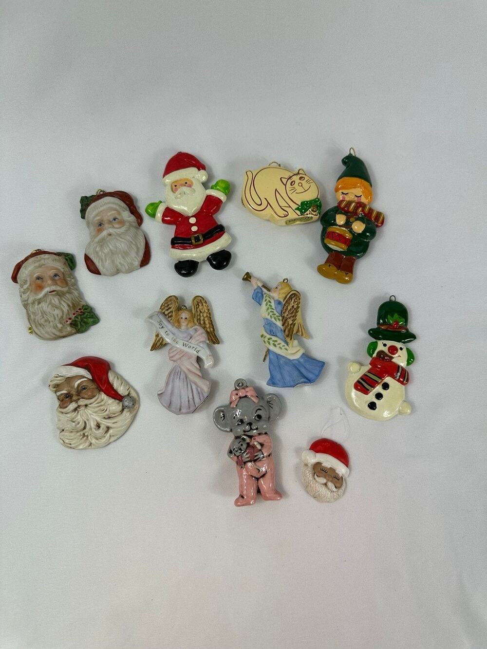 Vintage Christmas Ornaments Lot Enesco Gorham Schmid Mixed Santa Angel Elf 1980s